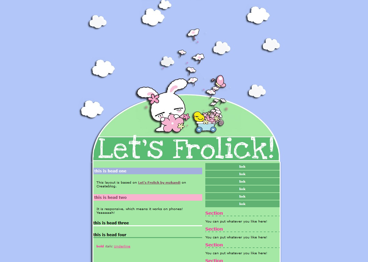 link to cute and cloudy layout